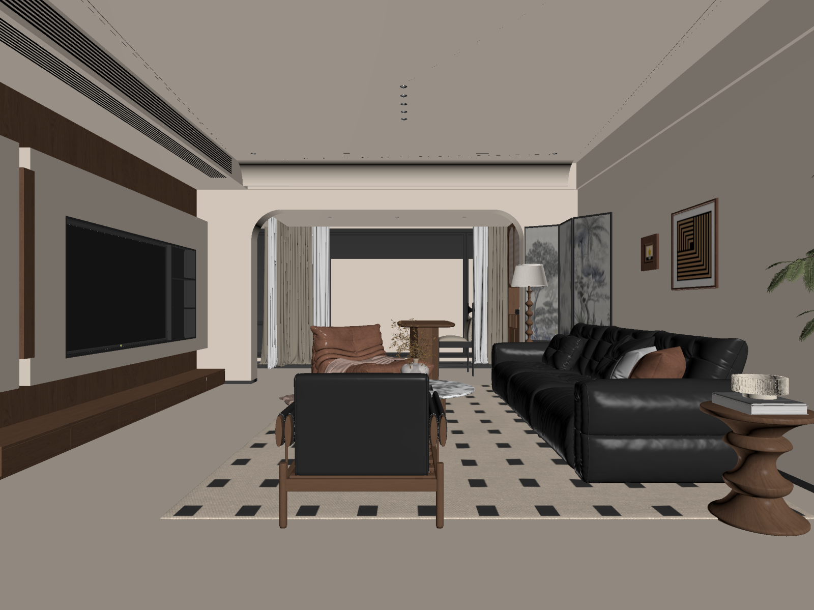 中式家居客厅3D模型下载【ID:1222067310】