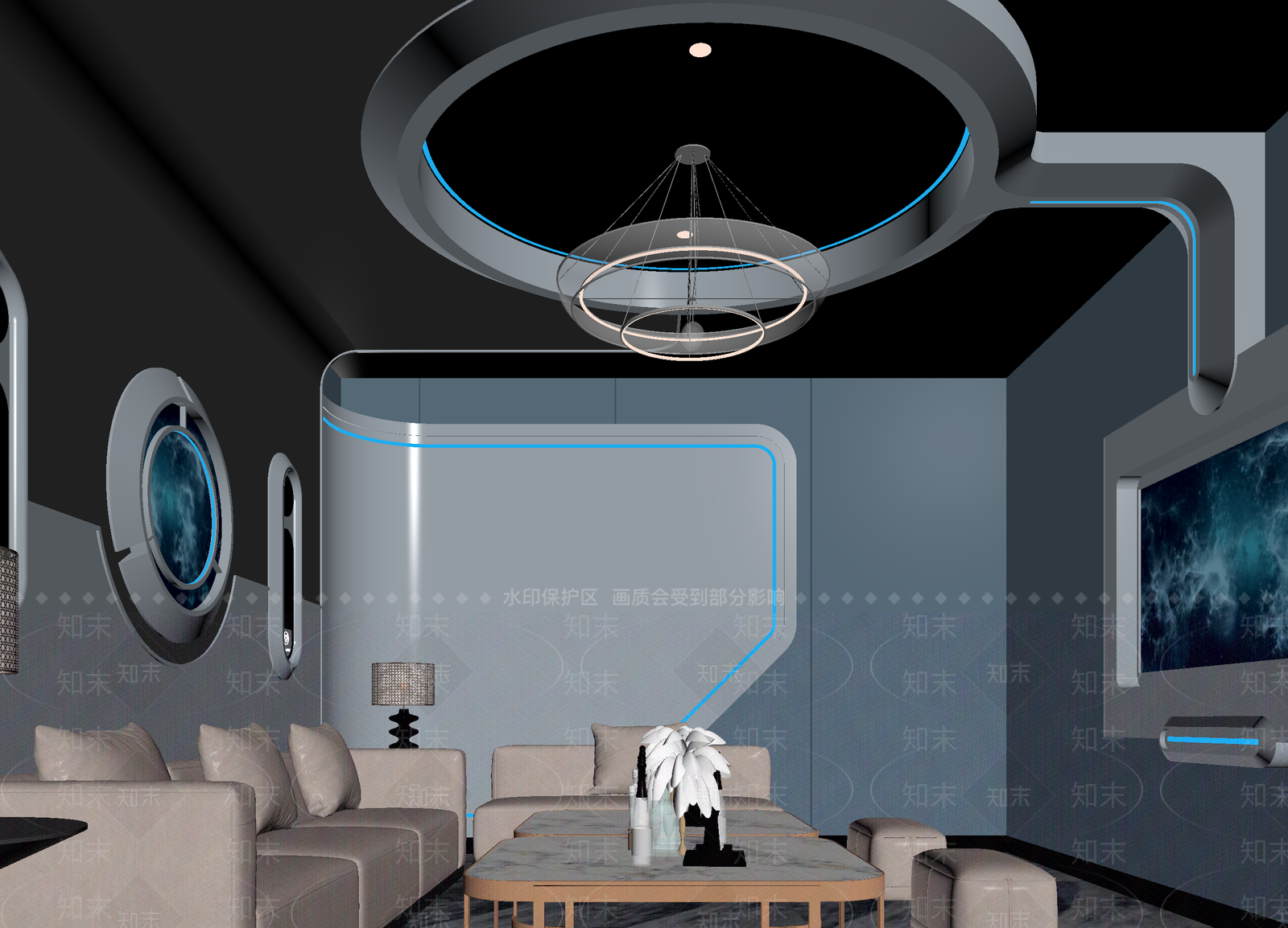 现代影音室3D模型下载【ID:1214175807】