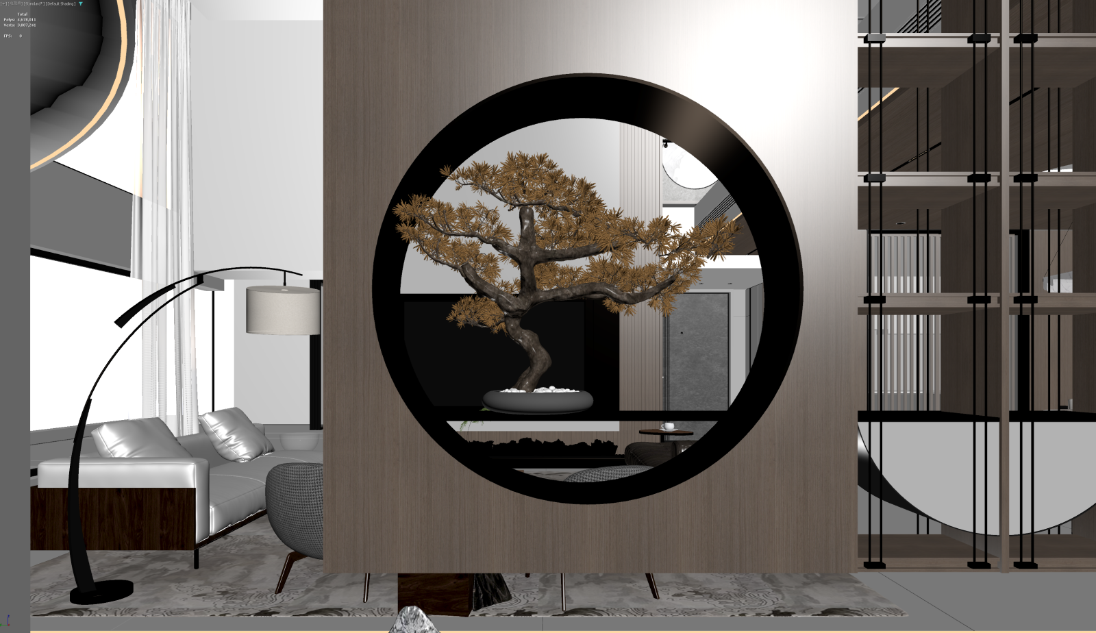 中式挑空客厅3D模型下载【ID:1222081997】