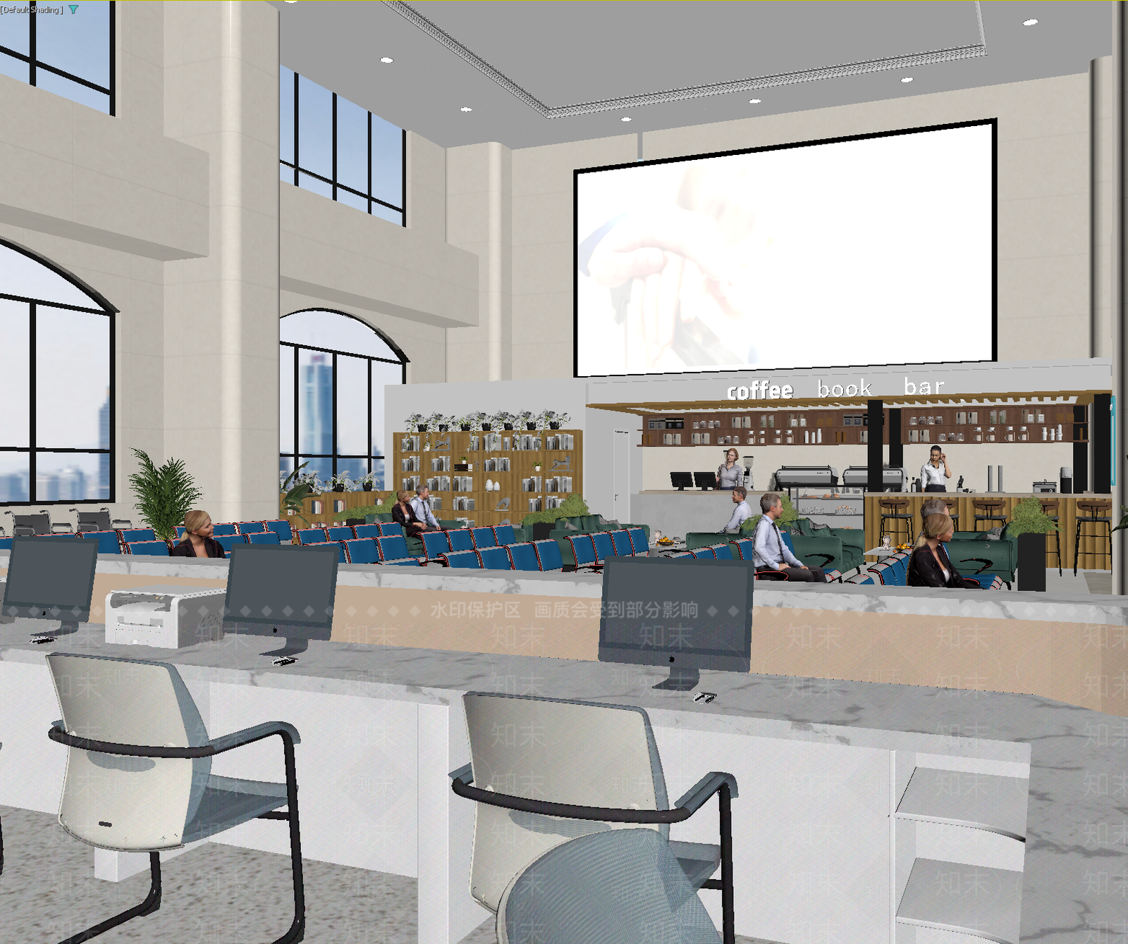 现代办公大厅3D模型下载【ID:1213904156】