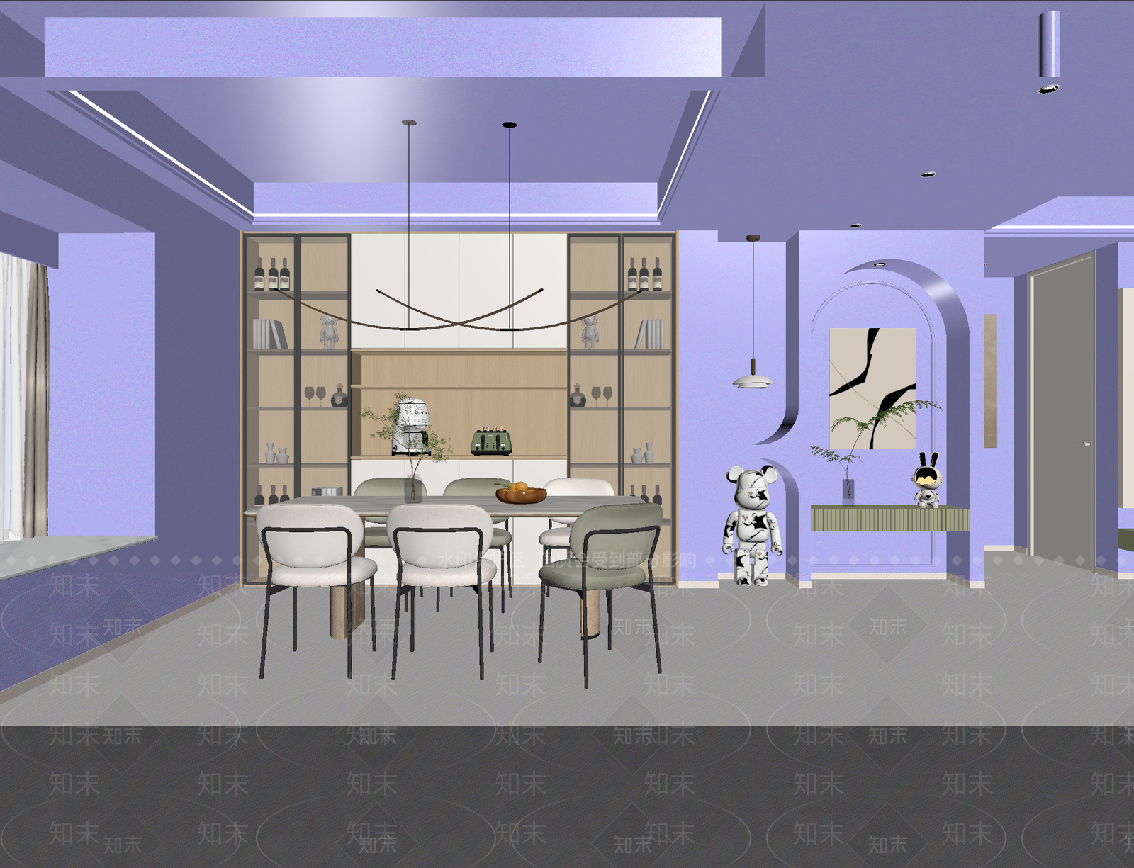 现代家居餐厅3D模型下载【ID:1215083663】