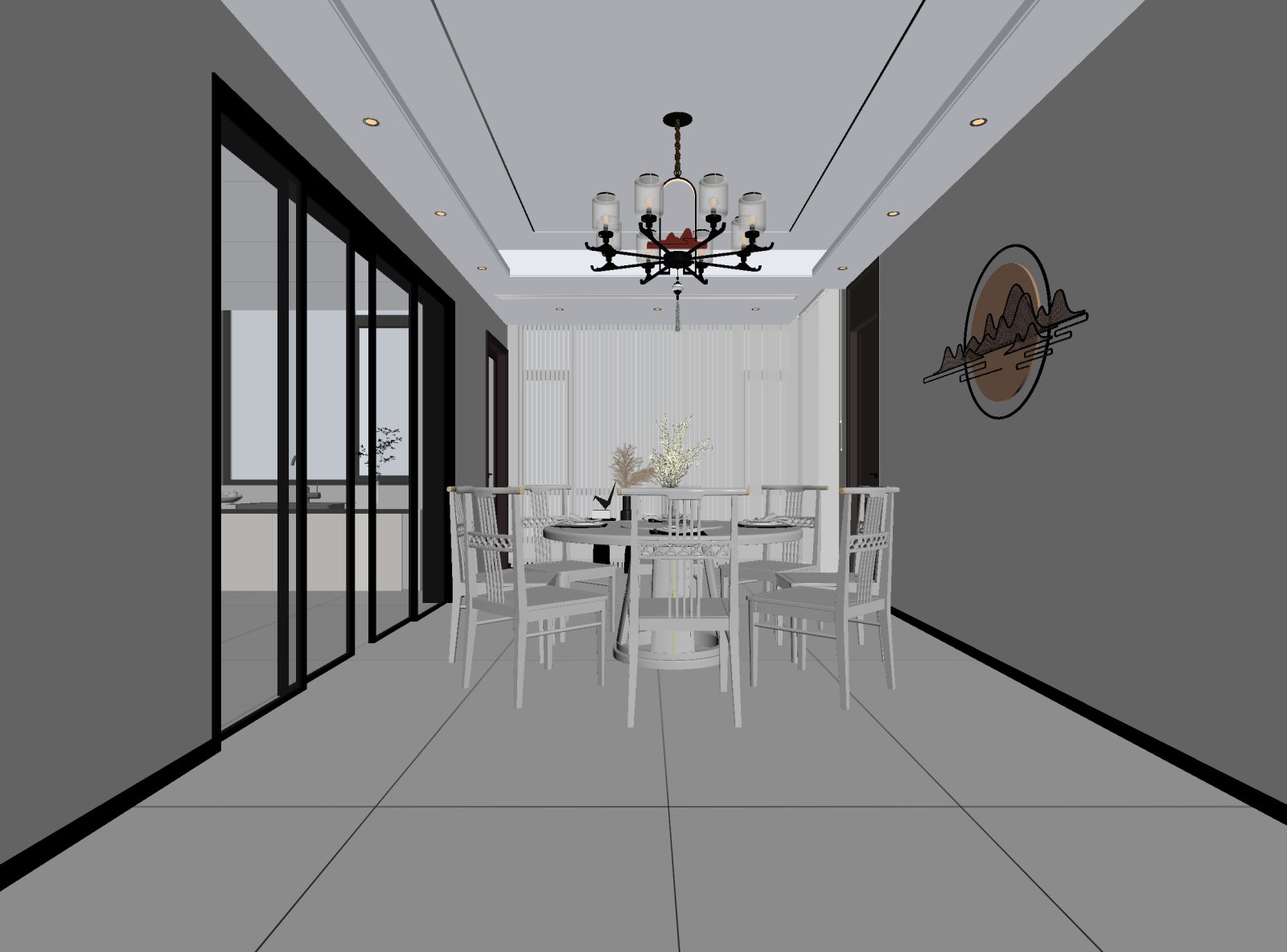 新中式家居餐厅3D模型下载【ID:1221669235】