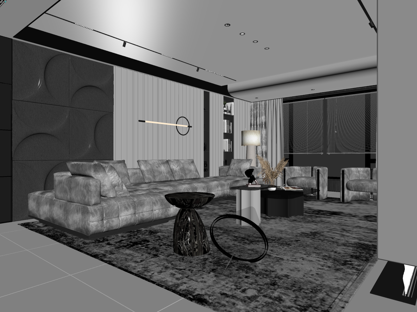 现代家居客厅3D模型下载【ID:1222016012】