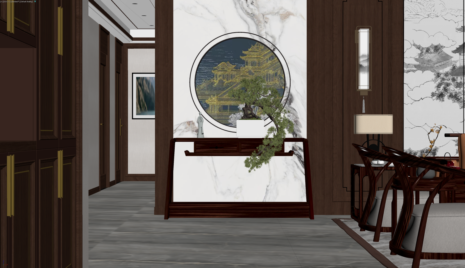 新中式玄关3D模型下载【ID:1221900861】
