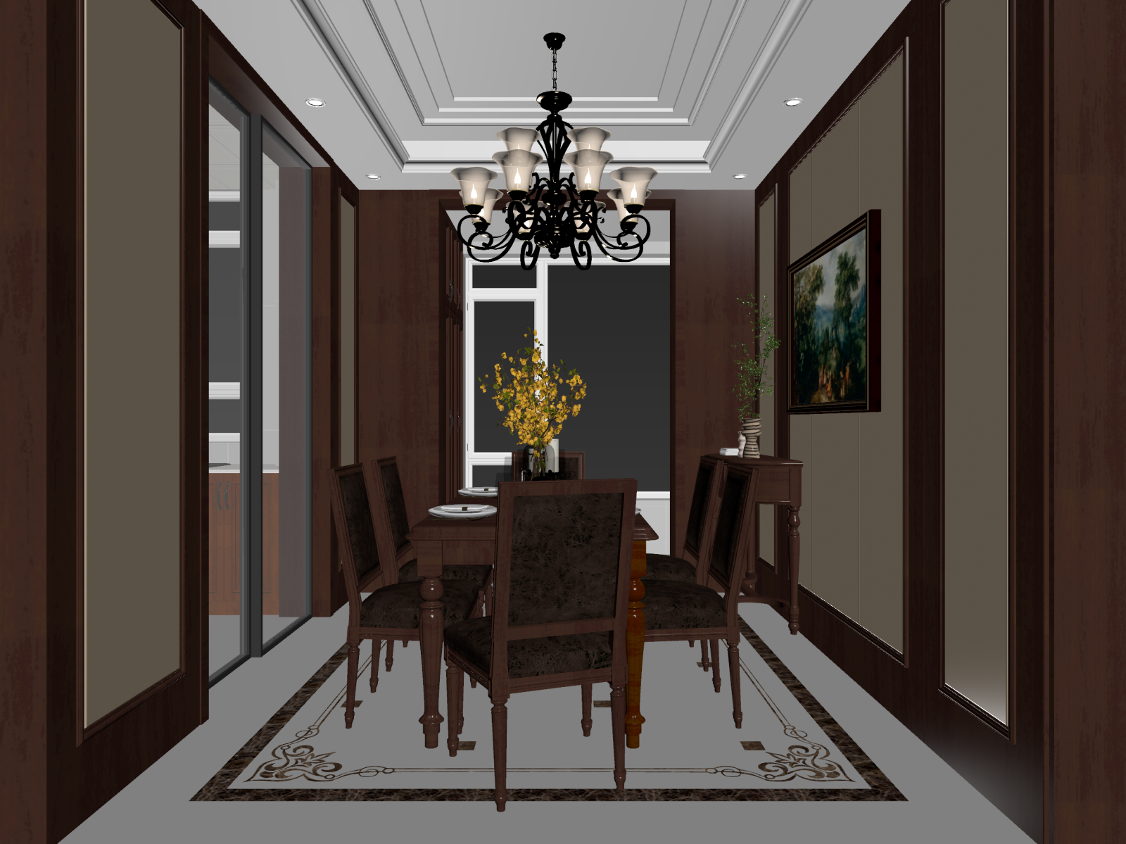 美式家居餐厅3D模型下载【ID:1222106742】