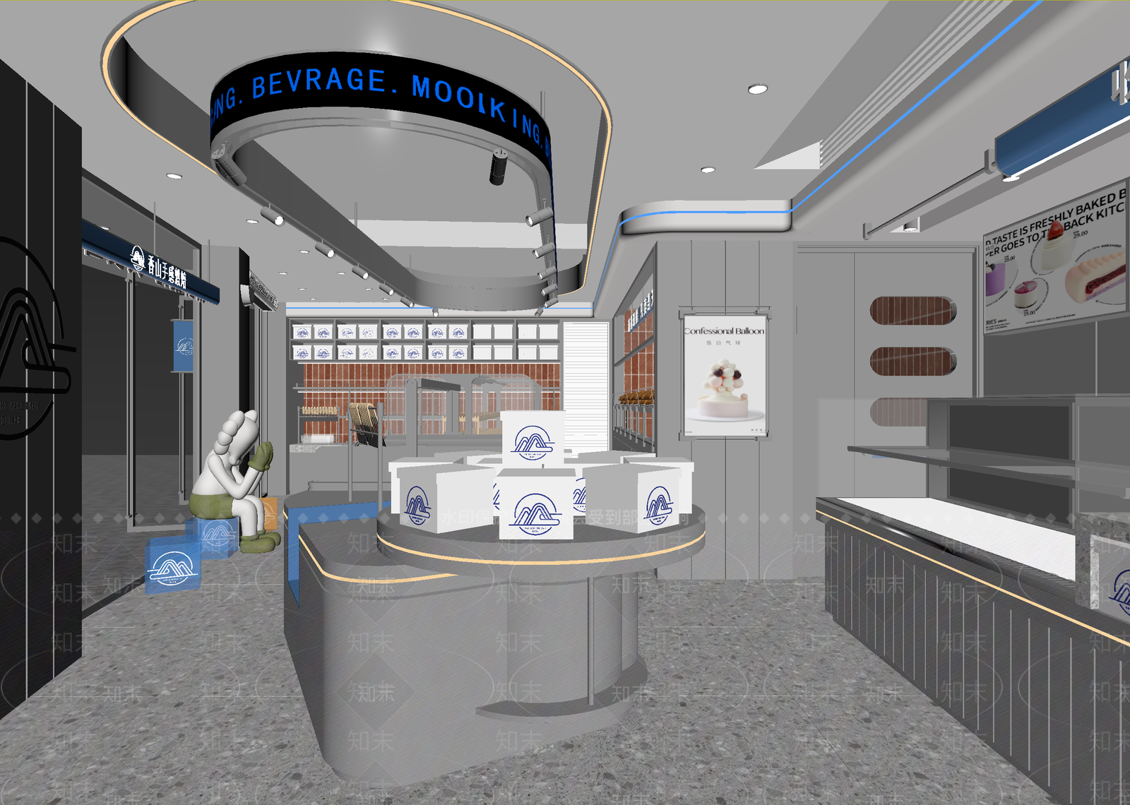 现代奶茶店3D模型下载【ID:1214160701】