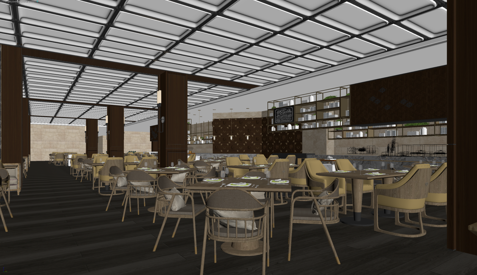 现代酒店餐厅3D模型下载【ID:1222000485】