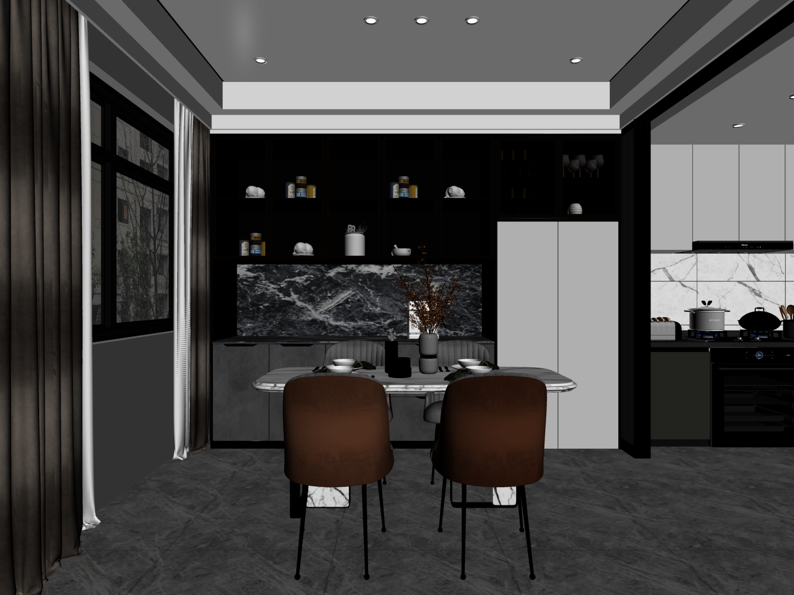 现代家居餐厅3D模型下载【ID:1221527371】