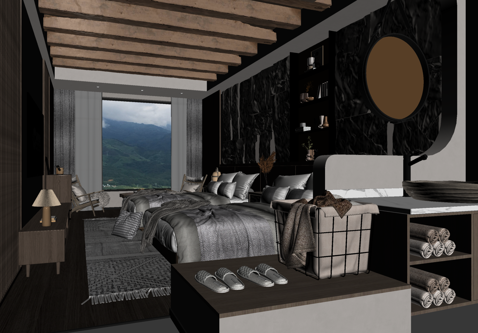 侘寂家居卧室3D模型下载【ID:1221749645】