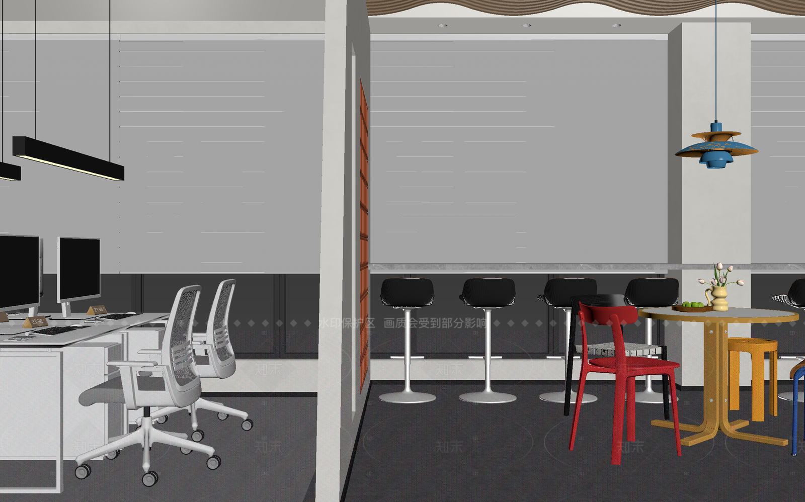 现代办公大厅3D模型下载【ID:1214629977】