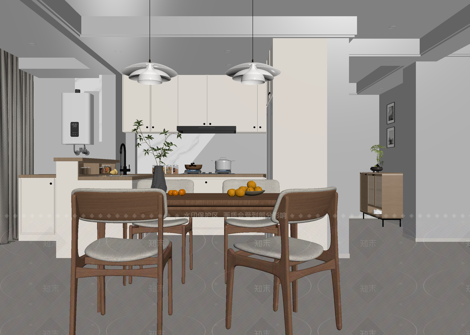现代家居餐厅3D模型下载【ID:1214977475】