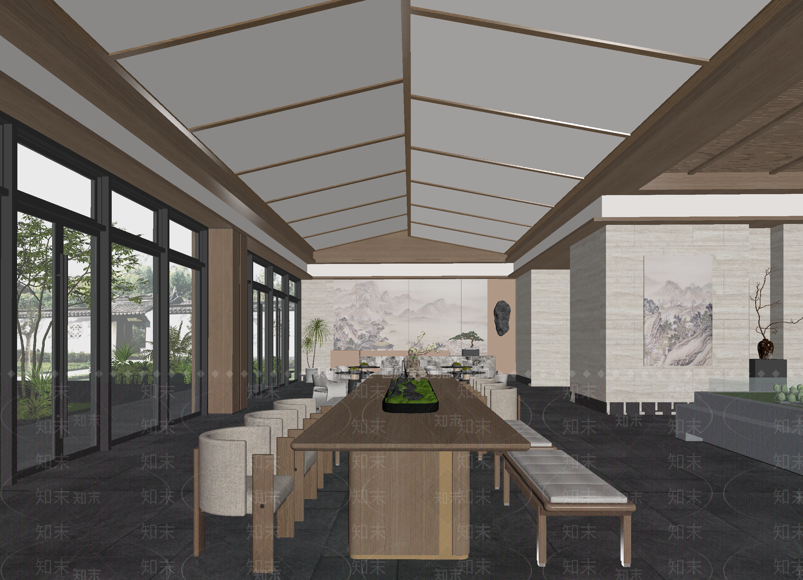 新中式茶馆3D模型下载【ID:1214075006】