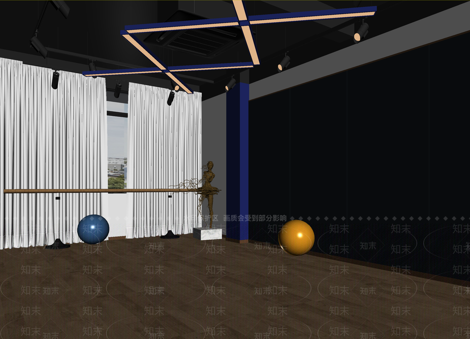 现代瑜伽室3D模型下载【ID:1214318695】