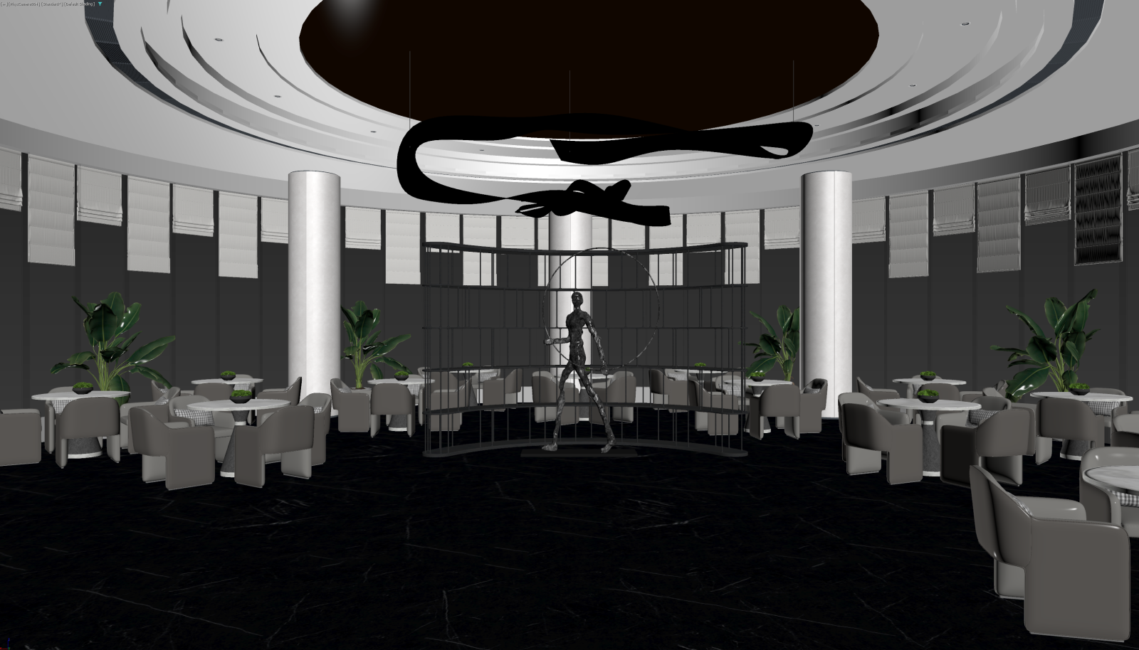 现代酒店餐厅3D模型下载【ID:1221519340】