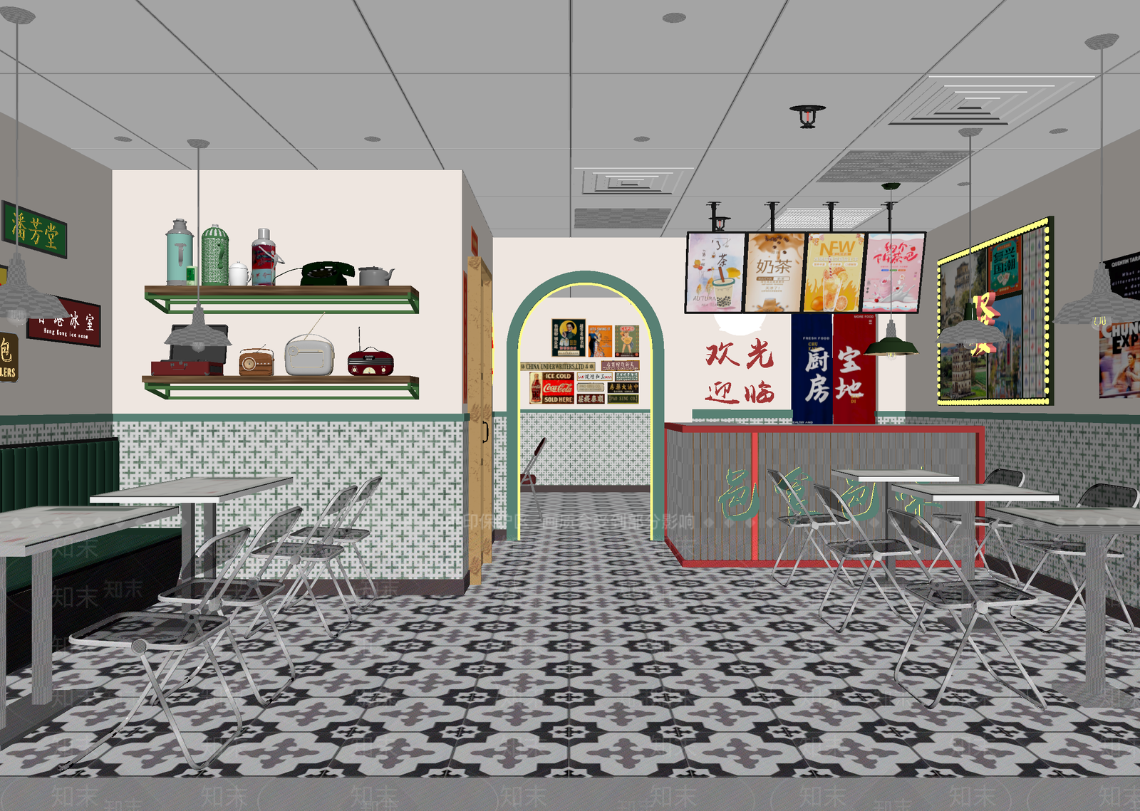轻奢奶茶店3D模型下载【ID:1214687283】