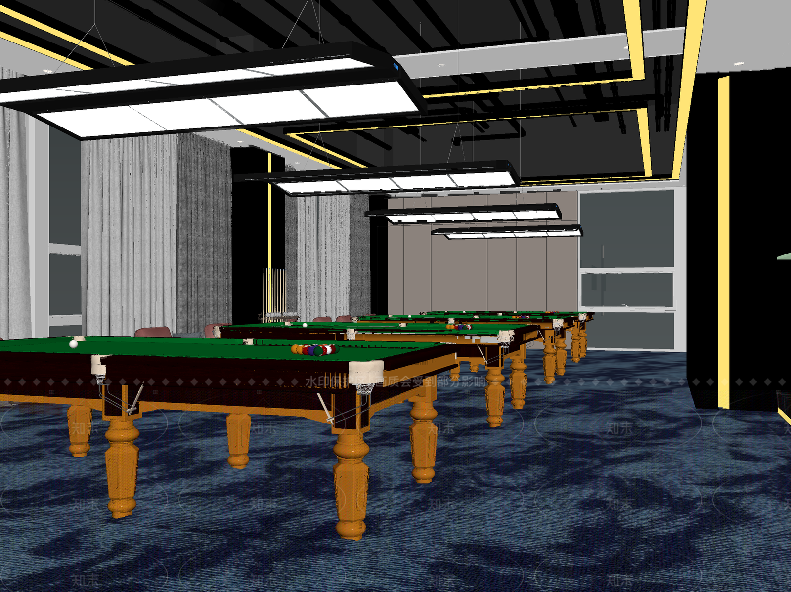 现代台球室3D模型下载【ID:1214578450】
