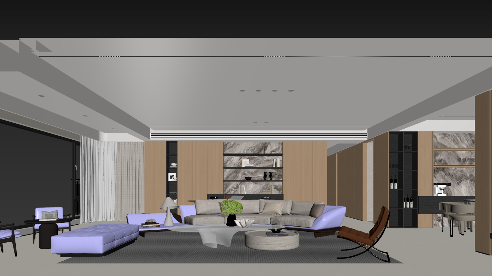 现代家居客厅3D模型下载【ID:1222055135】