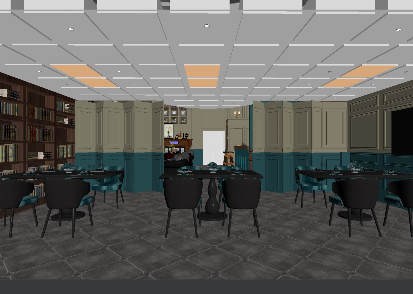 欧式古典酒店餐厅3D模型下载【ID:1221749903】