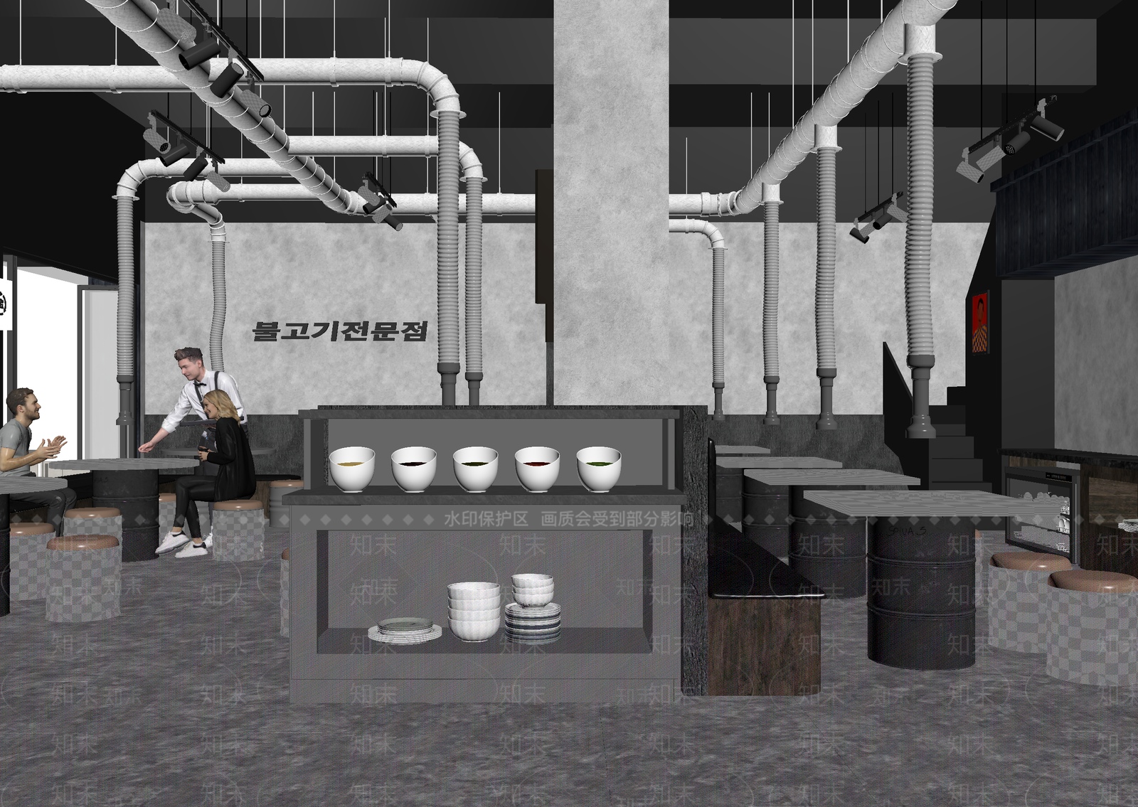 工业风咖啡厅3D模型下载【ID:1214335970】