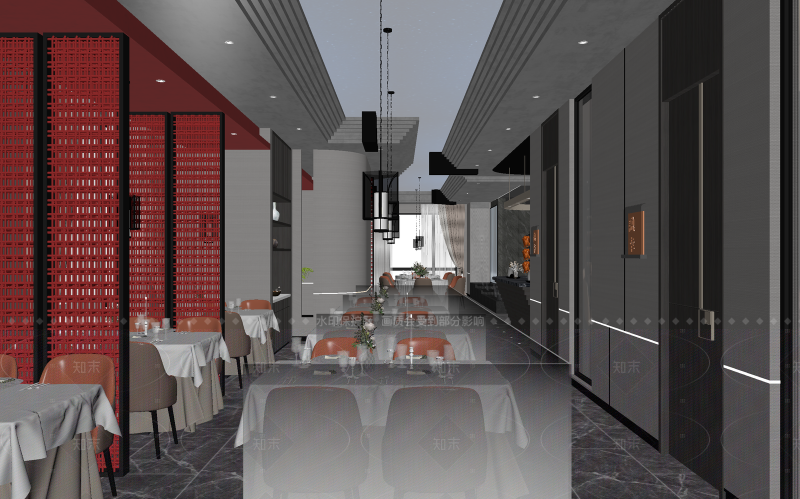 现代中餐厅3D模型下载【ID:1214643595】