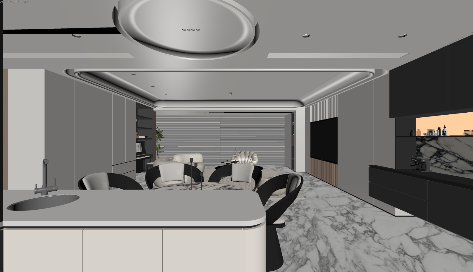 现代客餐厅3D模型下载【ID:1222034037】