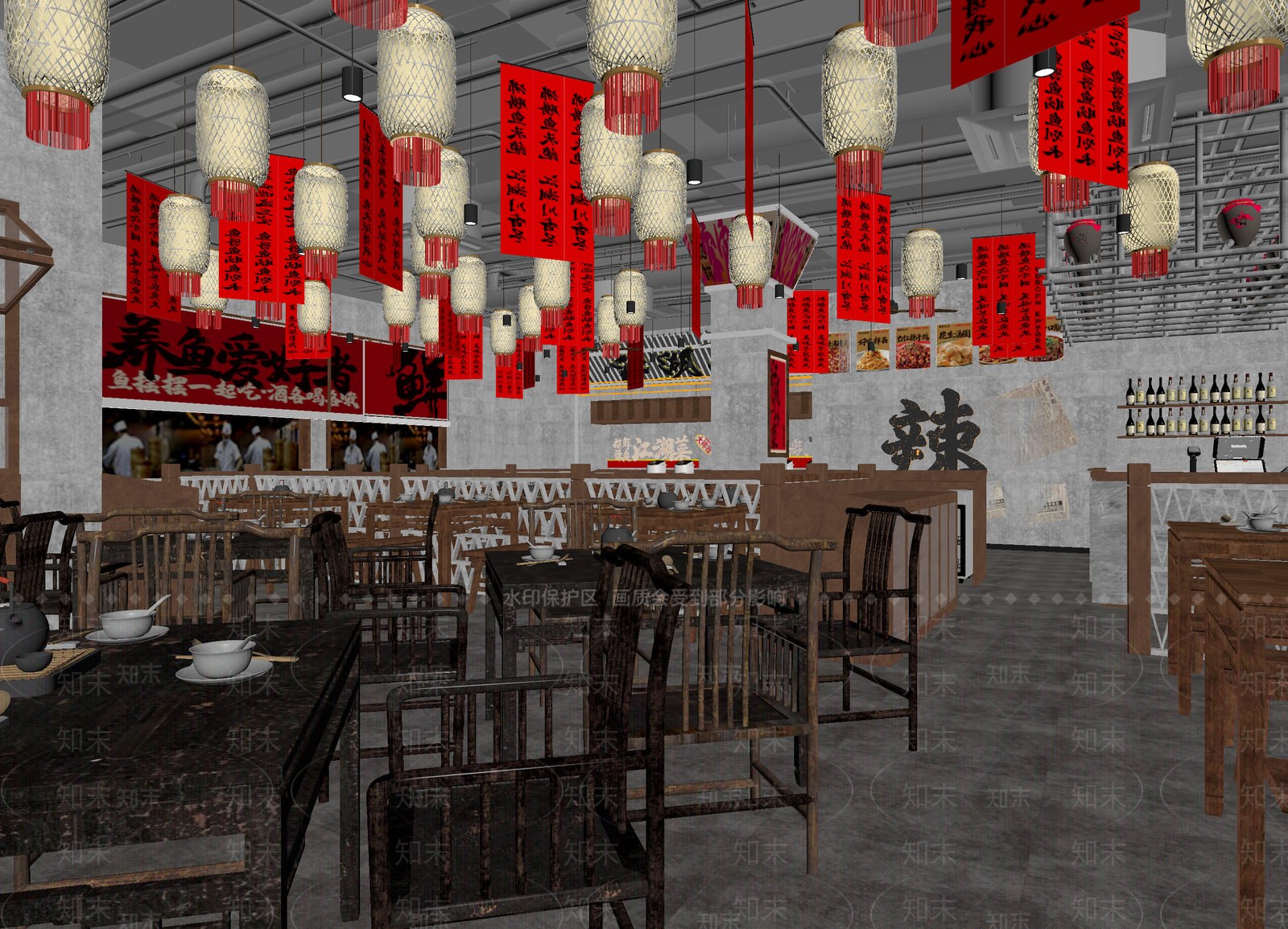 工业风火锅店3D模型下载【ID:1214149672】