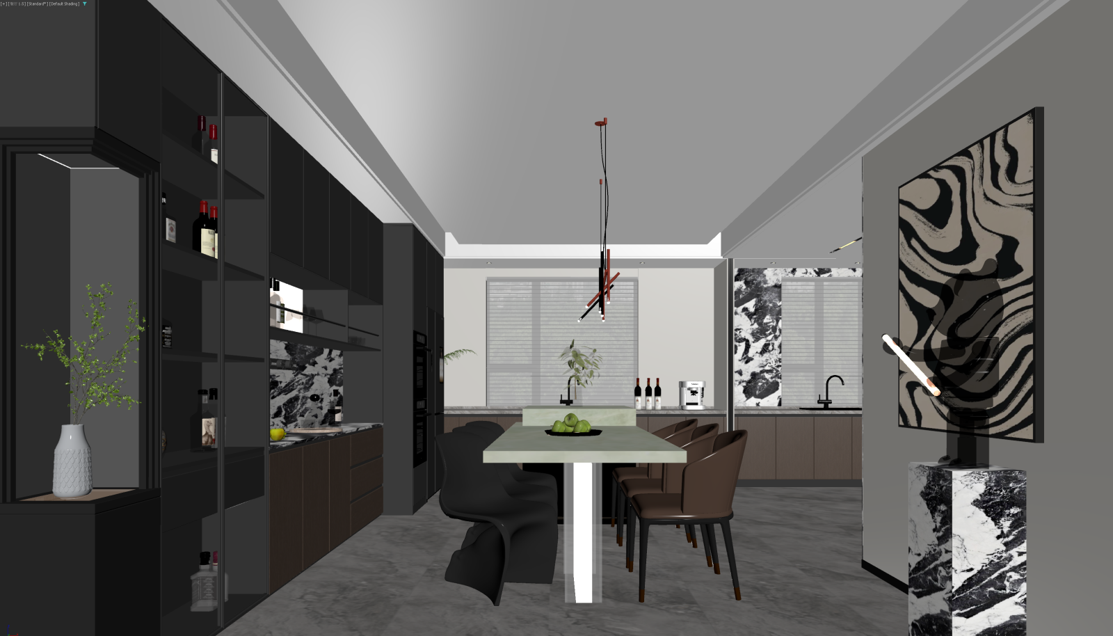 现代家居餐厅3D模型下载【ID:1222090774】