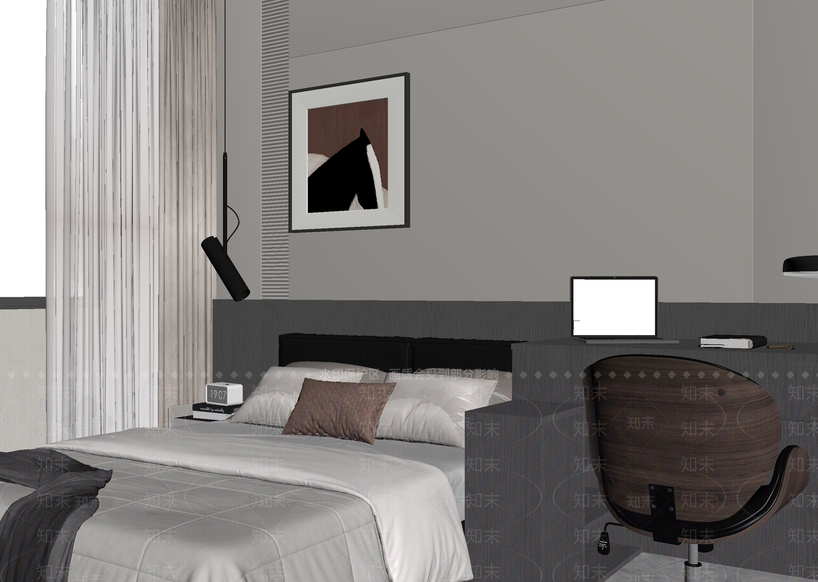 现代酒店客房3D模型下载【ID:1215081943】