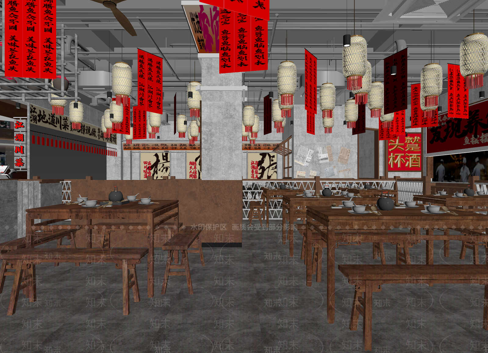 工业风火锅店3D模型下载【ID:1214149650】