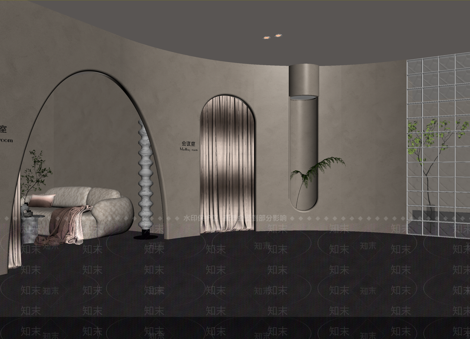 现代办公大厅3D模型下载【ID:1214357431】