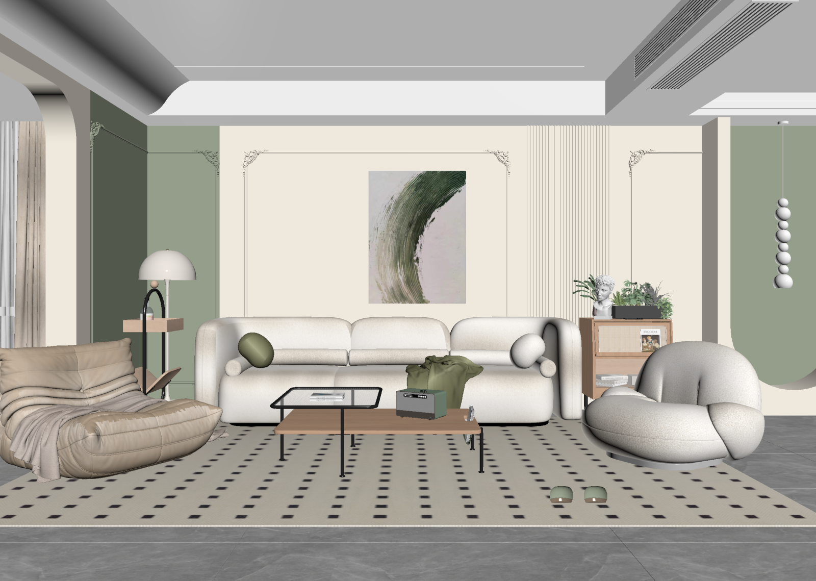 现代家居客厅3D模型下载【ID:1221995655】