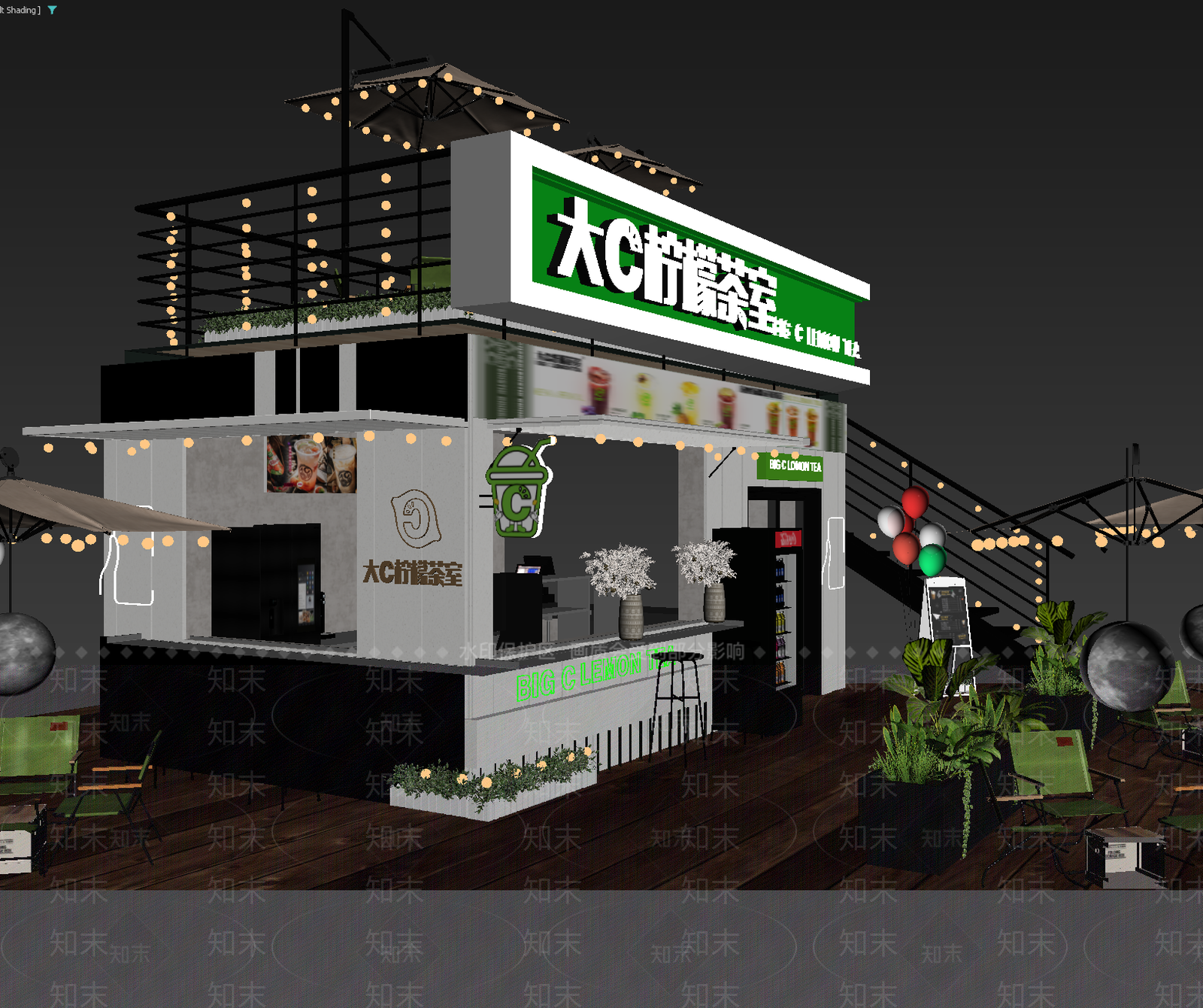 现代奶茶店3D模型下载【ID:1213898972】