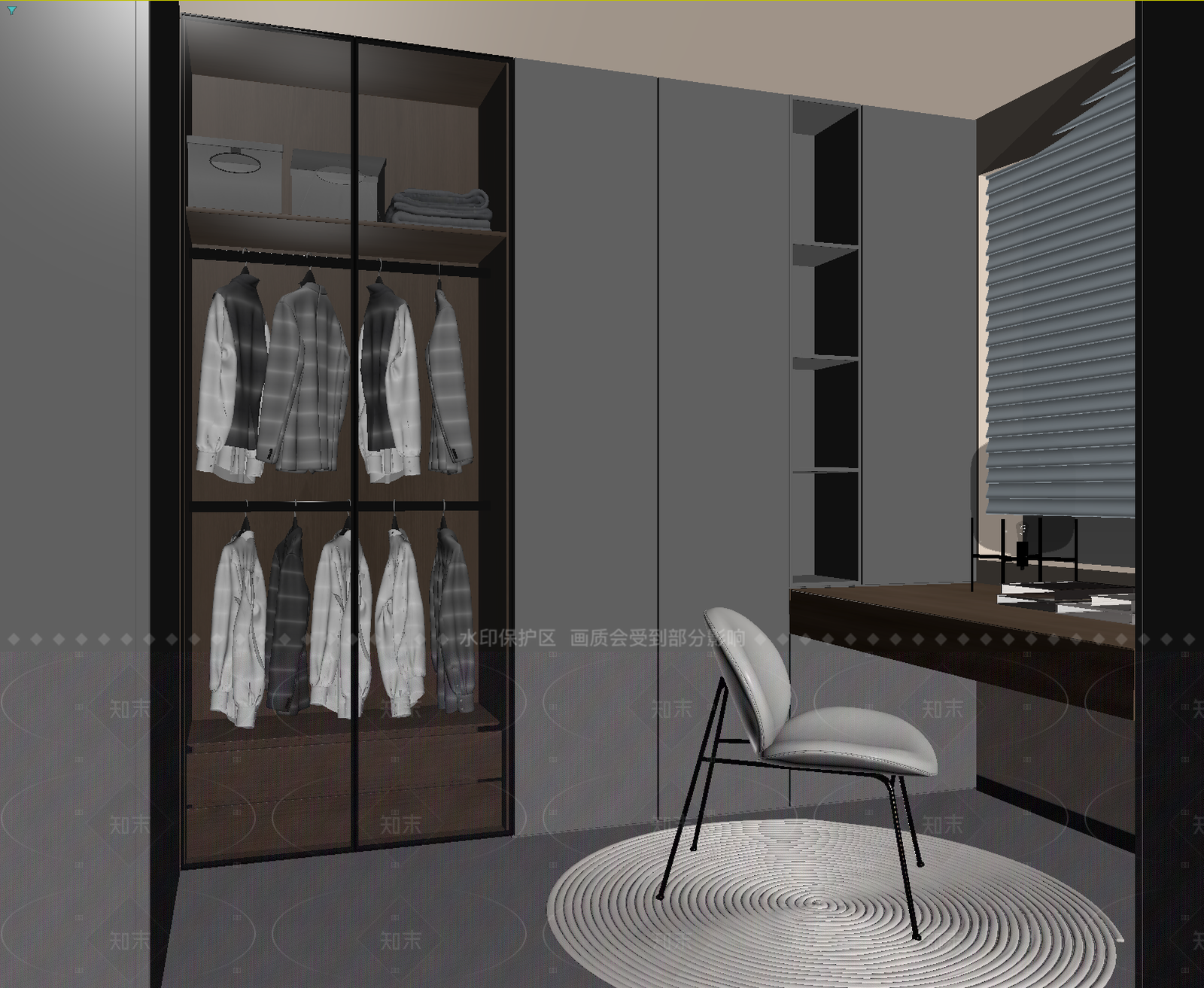 现代衣帽间3D模型下载【ID:1214969739】