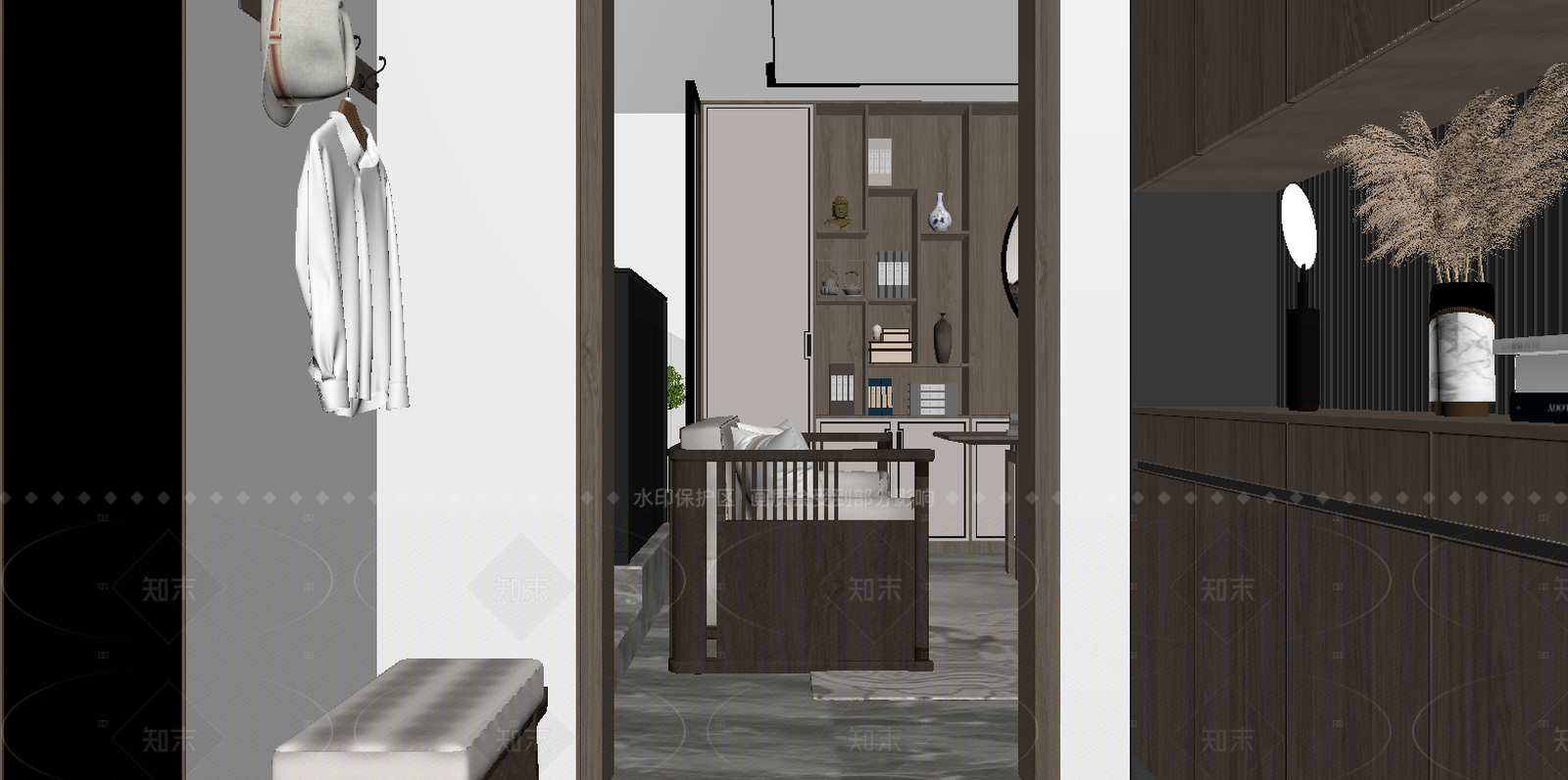 新中式玄关3D模型下载【ID:1214611990】