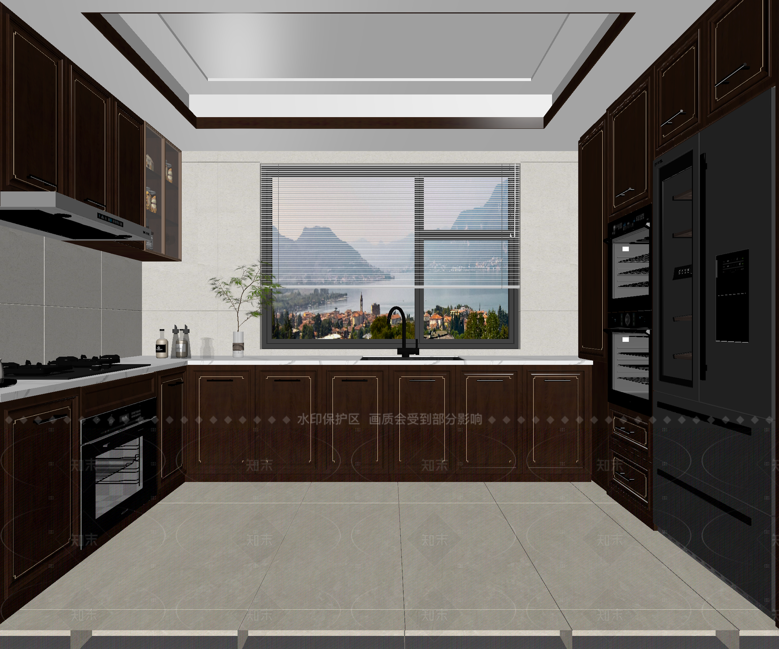 新中式封闭式厨房3D模型下载【ID:1214566681】