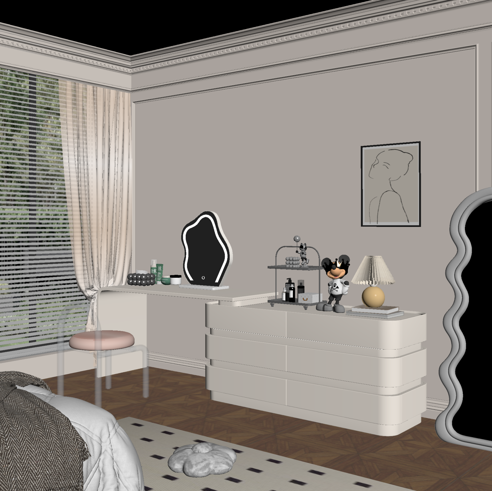 复古家居卧室3D模型下载【ID:1222034499】