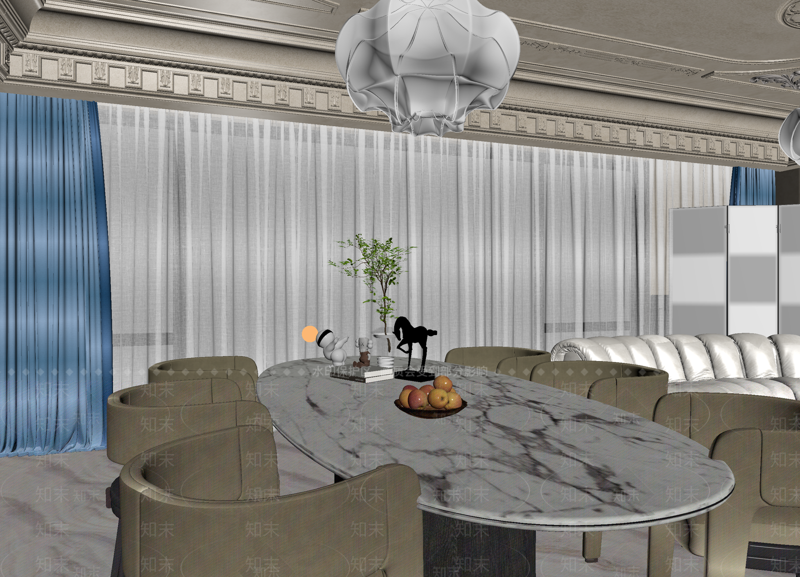 法式家居餐厅3D模型下载【ID:1215093201】