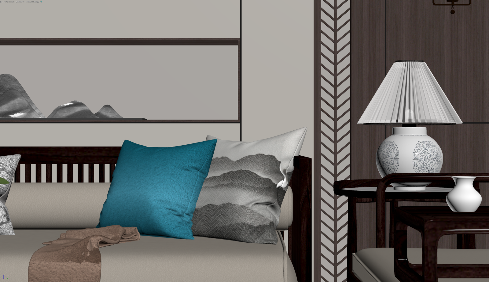 新中式家居卧室3D模型下载【ID:1221766061】