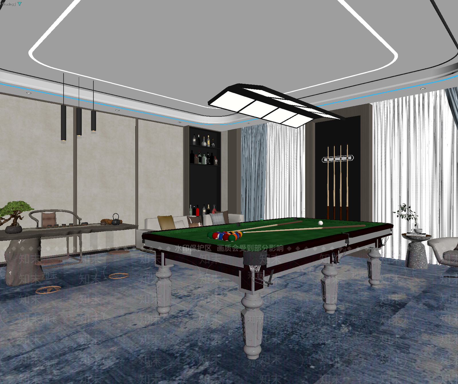 现代台球室3D模型下载【ID:1213898040】