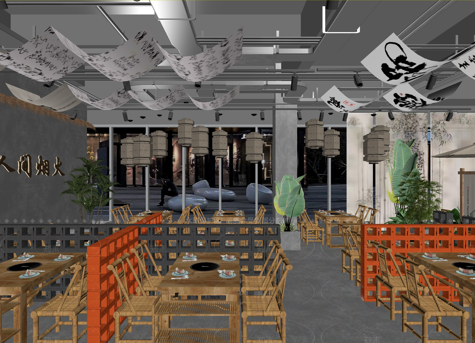 新中式中餐厅3D模型下载【ID:1214571260】