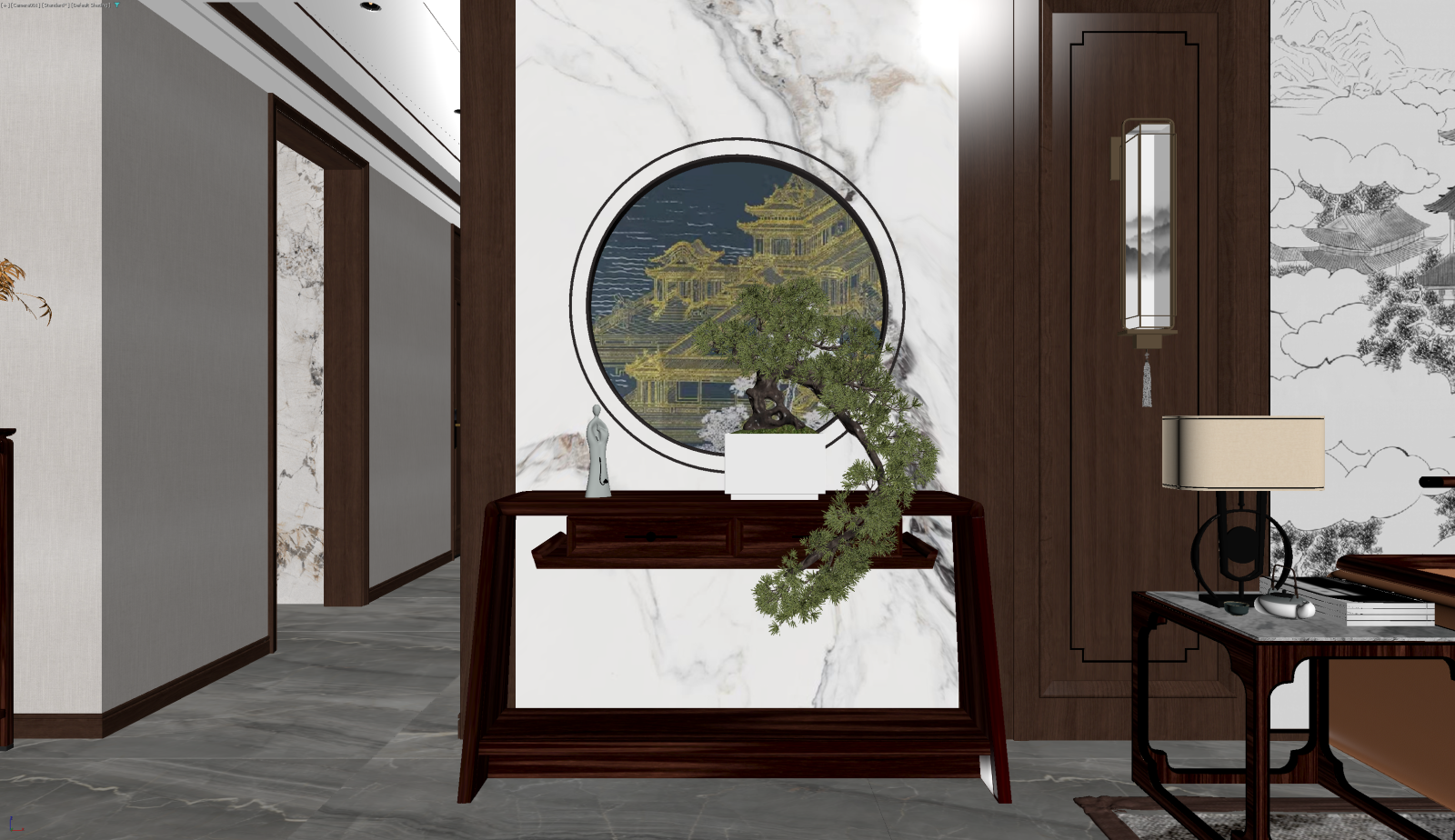 新中式玄关3D模型下载【ID:1221949812】