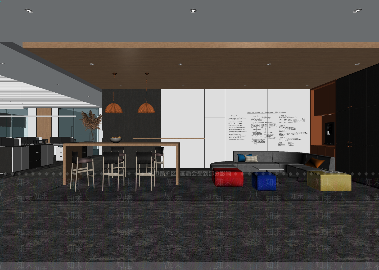 现代办公大厅3D模型下载【ID:1214429413】