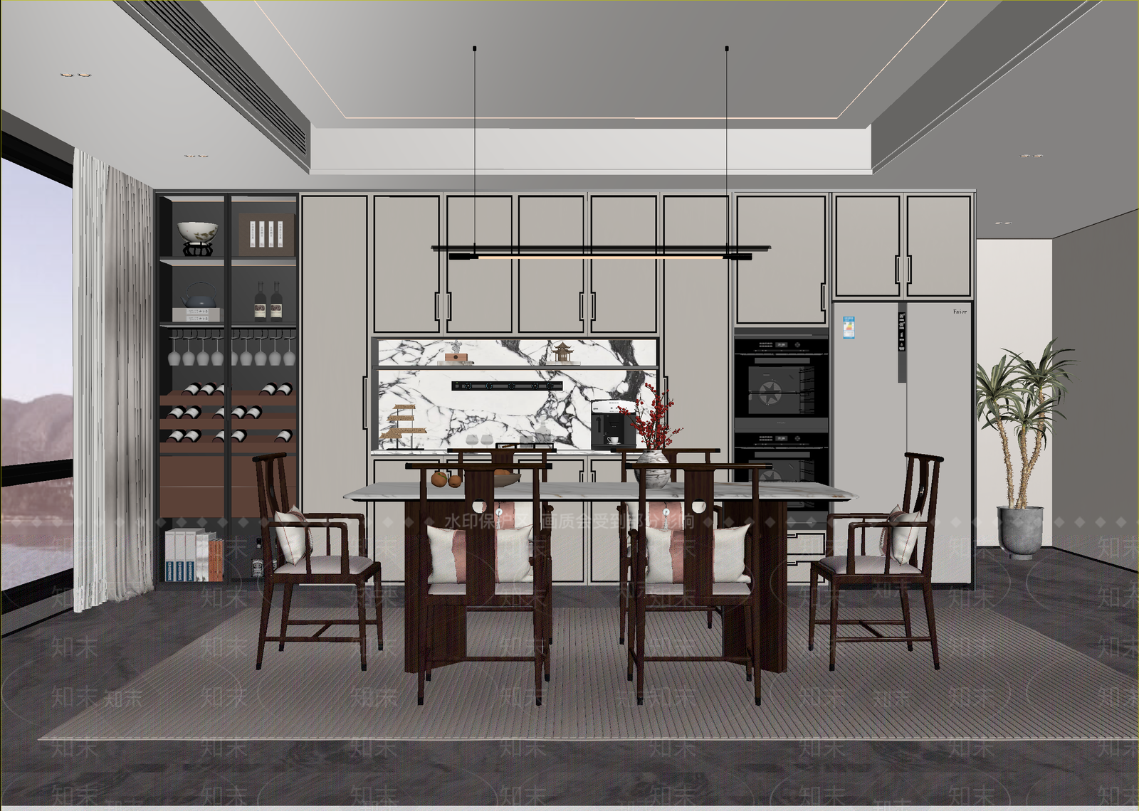 新中式其他餐饮空间3D模型下载【ID:1213989050】