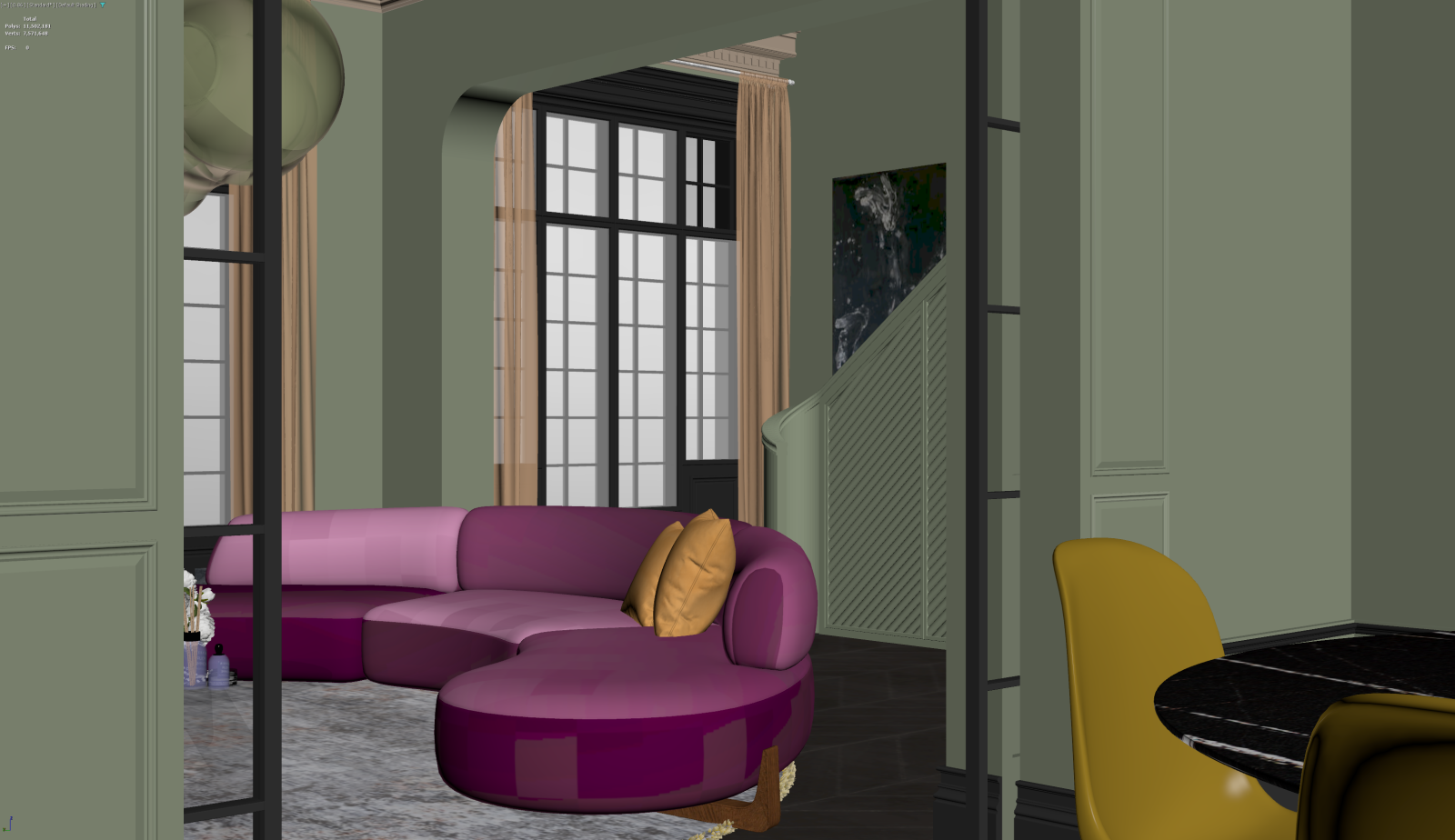 法式家居客厅3D模型下载【ID:1222027572】