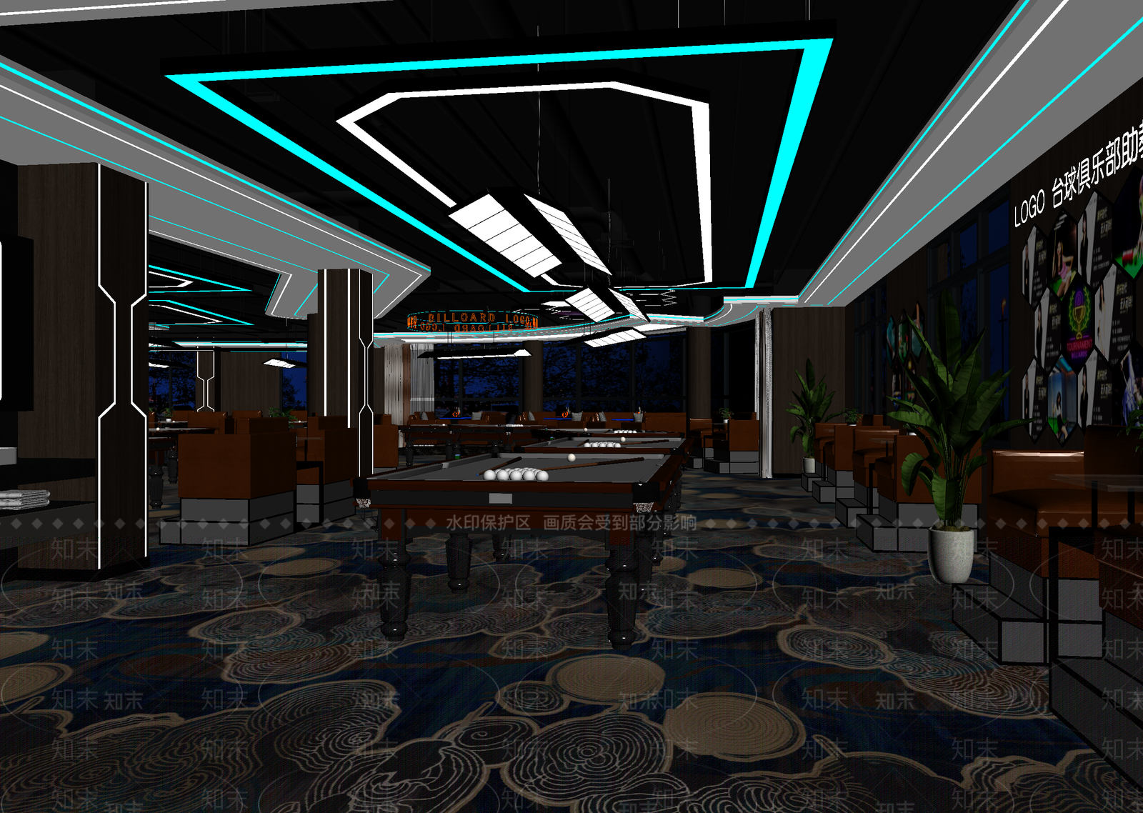 现代台球室3D模型下载【ID:1214374283】