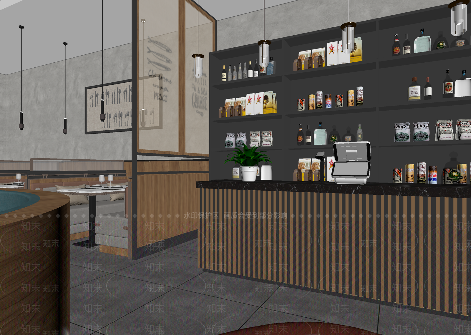 现代西餐厅3D模型下载【ID:1214132396】