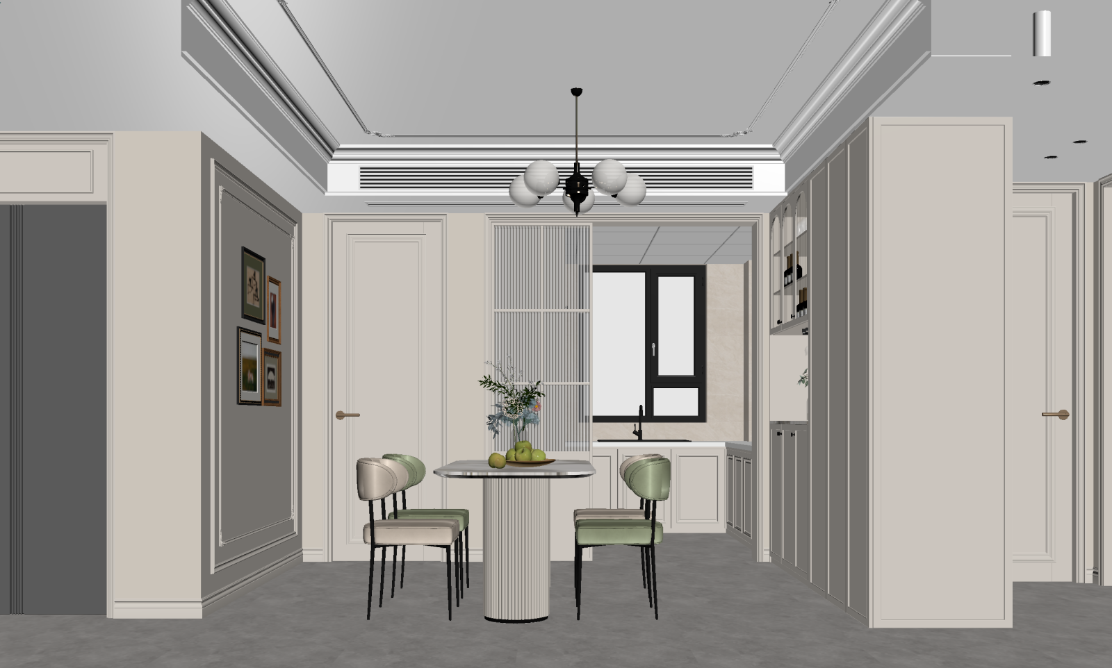 法式家居餐厅3D模型下载【ID:1221928080】