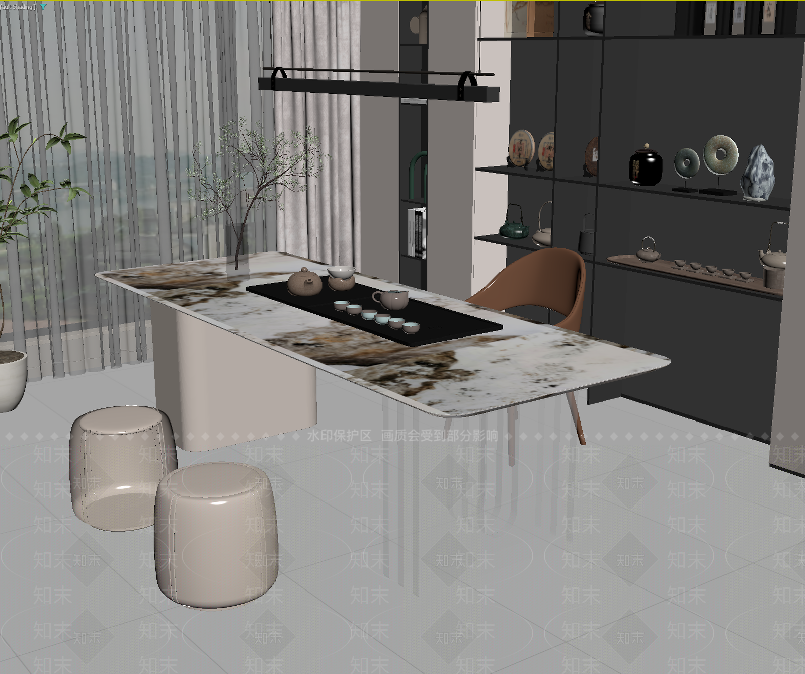 现代茶室3D模型下载【ID:1214830874】