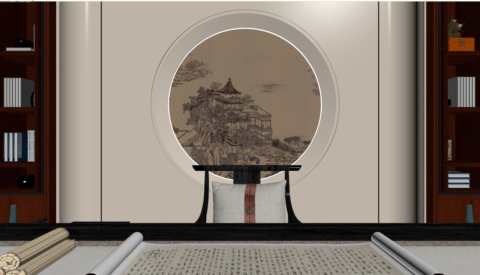 新中式书房3D模型下载【ID:1221899921】