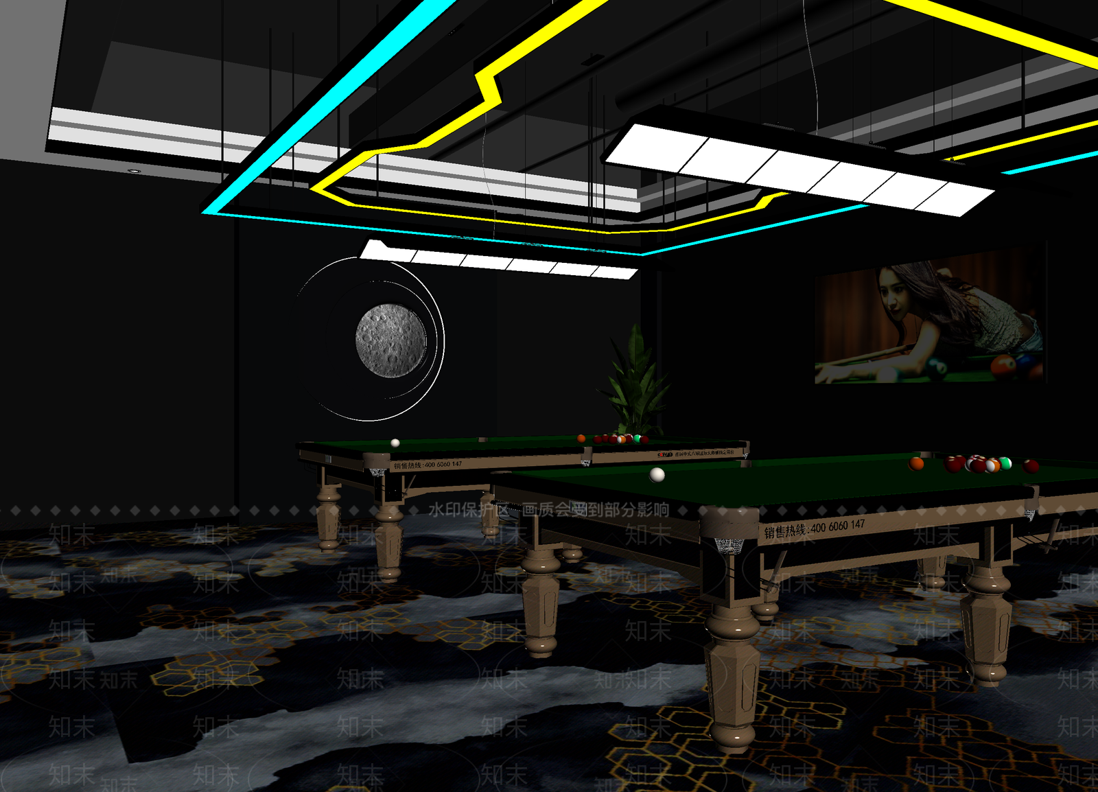 台球室3D模型下载【ID:1214033410】